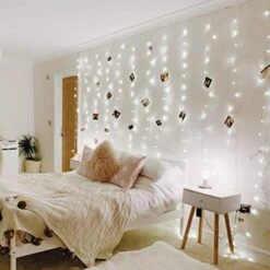 Lighting EVER 306 LED Curtain Lights Cool White, Hanging Fairy String Lights For Bedroom Wall, Indoor Outdoor Backdrop Lights For Wedding, Party, Patio Gazebo (10x10ft, 18 Strings 6.9" Apart)