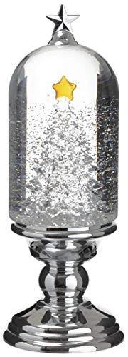 Lighted Christmas Tree Water Snow Globe - Battery Operated With Swirling Sparkled Snow 12 Inches High