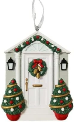2023 Personalized White Door With Wreath Christmas Tree Ornament-First Home Family House Glitter Door Artisanal Customized Ornament-Free Personalization -Department 56 Shop 417V5S2VdL. AC