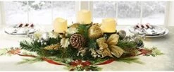 BrylaneHome Pre-Decorated Candle Holder Centerpiece Christmas Decoration, Red -Department 56 Shop 417ZMWoROzL. AC