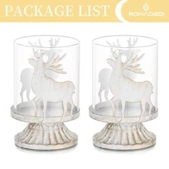 Romadedi Christmas Pillar Candle Holder: Set Of 2 Small Rustic Table Decorations With Distressed Metal Reindeer Design, Candle Holders Centerpieces Ornaments For Shelf Bookcase Farmhouse Home Decor 11 Romadedi Christmas Pillar Candle Holder: Set Of 2 Small Rustic Table Decorations With Distressed Metal Reindeer Design, Candle Holders Centerpieces Ornaments For Shelf Bookcase Farmhouse Home Decor -Department 56 Shop 417cPNCOGGL