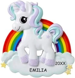 Personalized Unicorn Kids Christmas Ornament (Whimsical) -Department 56 Shop 417rNeqnm1L. AC 1