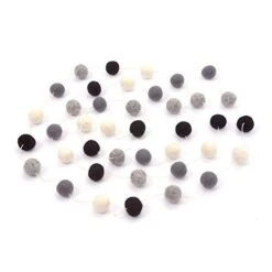 Glaciart One Wool Felt Ball Garland - Pom Pom Garland - 9 Feet, 40 Balls, 4 Monochrome Colors, Pom Pom Decorations, Nursery Decor, Bunting, Birthday Party Decorations, Easter, Photo Prop