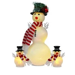 Winter Decorations For Home, YEAHOME 3 Pcs Pre-lit Glass Snowman Decor Christmas Decorations Indoor, Lighted Winter Decor For Living Room Fireplace Table Home Decor