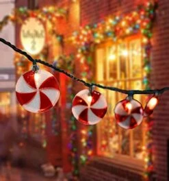 Romasaty Candy String Lights, 8.5Ft Sugar Peppermints Candy Lights With 10 Bulbs For Outdoor & Indoor Christmas Party Tree Decoration Lights -Department 56 Shop 418xfawDemL