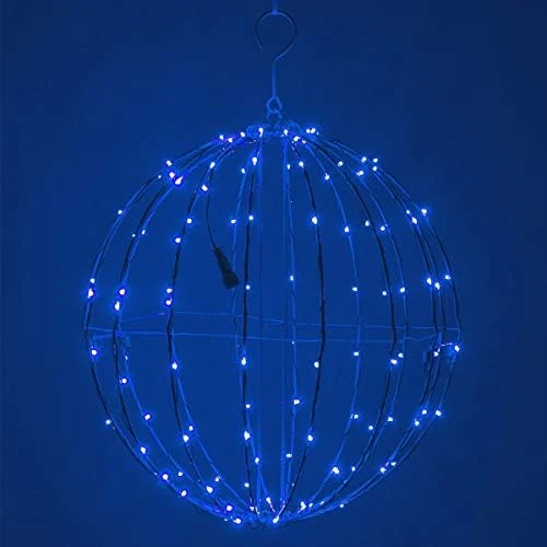 8" LED Fairy Light Ball – Indoor/Outdoor Fairy Lights Decoration With Fairy Mini Lights, Sphere Light Fold Flat Metal Frame (Blue Lights/Blue Frame) 6 8" LED Fairy Light Ball – Indoor/Outdoor Fairy Lights Decoration With Fairy Mini Lights, Sphere Light Fold Flat Metal Frame (Blue Lights/Blue Frame) - Image 6