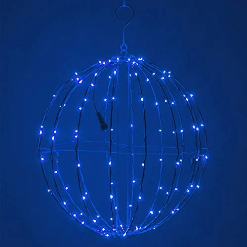 8" LED Fairy Light Ball – Indoor/Outdoor Fairy Lights Decoration With Fairy Mini Lights, Sphere Light Fold Flat Metal Frame (Blue Lights/Blue Frame) 1 8" LED Fairy Light Ball – Indoor/Outdoor Fairy Lights Decoration With Fairy Mini Lights, Sphere Light Fold Flat Metal Frame (Blue Lights/Blue Frame)
