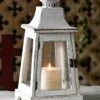 15" Rustic White Decorative Candle Lanterns, Hanging Farmhouse Wood Candle Holder With Glass, Candle Stands Decorative Lanterns For Table Centerpiece Fireplace Floor Weddings Christmas Outdoor Indoor -Department 56 Shop 419eAm6ZQCL