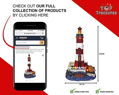 Christmas Village Lighthouse - Lighted Musical Snow Village Collectible Building - Perfect Addition To Your Christmas Indoor Decorations & Holiday Displays - A Thoughtful Gift For Your Loved Ones 5 Christmas Village Lighthouse - Lighted Musical Snow Village Collectible Building - Perfect Addition To Your Christmas Indoor Decorations & Holiday Displays - A Thoughtful Gift For Your Loved Ones - Image 5
