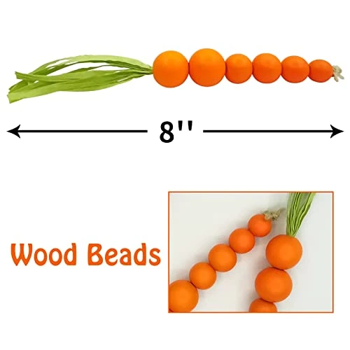 Beaded Carrot Spring Wood Tiered Tray Decorations Easter Beaded Garland Farmhouse Home Decors, 3 PCS 2 Beaded Carrot Spring Wood Tiered Tray Decorations Easter Beaded Garland Farmhouse Home Decors, 3 PCS - Image 2