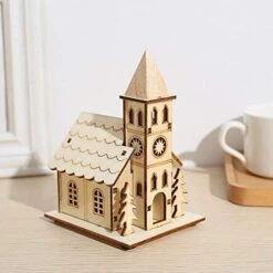 NUOBESTY 2pcs LED Light Up Wooden Christmas House Village Decorations Christmas Table Centerpieces -Department 56 Shop 41AOijdoDQL