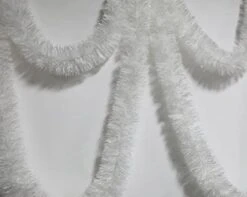 CareCheer 25 Feet Christmas Tree Tinsel Garland Metallic Twist Garland Sparkly Foil Streamer For Mardi Gras Parade Floats Christmas New Year Wedding Birthday, 4" X 25' (White) -Department 56 Shop 41Acvp6GnKL