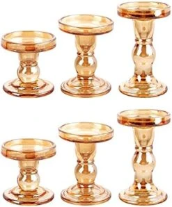 BTGLLAS 3-Piece Set Of Glass Candlestick, Crystal Candlestick Holder Holder And Conical Candle, Christmas Candle Holder Decoration, Family Living Room Wedding Candle Holder (7 Colour) -Department 56 Shop 41BAydUM 3L. AC