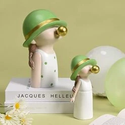 Kakizzy Little Girl Statues For Home Decor, Cute Shelf Decor Accents Modern Indoor Decorations For Office Decor Small Nick Nacks White Resin Sculptures Home Decorations For Living Room, C-Girl Green -Department 56 Shop 41BUsC0QjJS