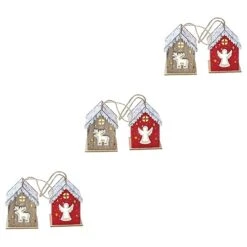 Didiseaon 6 Pcs Reindeer- Home For Door Wood Light Window Holiday Festive Cabins Carved Xmas Table Lighted Decorations Doors Glowing Decor Winter Design Pendant Wall Hangings