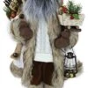 Windy Hill Collection 16" Inch Standing Fleece And Cable Knit Woodland Ethnic African American Santa Claus Christmas Figurine Figure Decoration 167200A