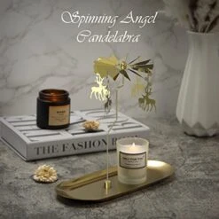 Christmas Spinning Candle Holder,Gold Metal Spinning Flying Deer Tea Lights Candle Holder,Romantic Designed Candlestick Ornament For Wedding Party Christmas Festival Home Decor Gift(Golden) -Department 56 Shop 41CVybOcbpL