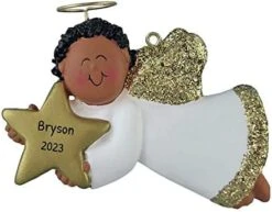 Personalized Angel Christmas Ornament - Angel Ornaments For Christmas Tree, Guardian Angel Gifts, Angel Watching Over You, Merry Christmas From Heaven - Cute Angel Pink - Free Customization -Department 56 Shop 41CjENynvPL. AC