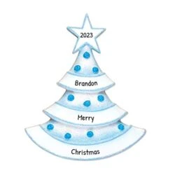 Personalized Christmas Tree Ornaments 2023 - Baby's First Christmas Ornament - Cute Blue-Themed Gift Ideas For Newborn Baby Boy Shower Announcement, Unique Xmas Display Keepsake - Free Customization