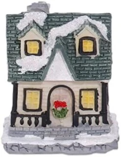 Ochine Christmas Village Light Up House Resin Christmas Scene Village Houses Town Winter Snow Village With LED Light Battery Operate Christmas Ornament Xmas Gift Holiday Tabletop Decorations -Department 56 Shop 41DRfHuL7oL. AC