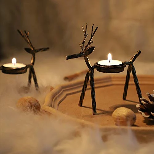 MorTime 8 Pack Christmas Reindeer Tealight Candle Holders, Bronze Finished Metal Tea Light Candleholders, Xmas Deer Holders Set For Table Kitchen Christmas Decorations 3 MorTime 8 Pack Christmas Reindeer Tealight Candle Holders, Bronze Finished Metal Tea Light Candleholders, Xmas Deer Holders Set For Table Kitchen Christmas Decorations - Image 3