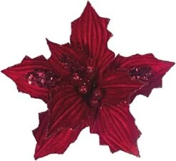 KI Store Gold Velvet Christmas Tree Flower Decoration 6pcs 10-Inch Sequined Christmas Poinsettia Flower Picks For Xmas Tree Wreath Garland -Department 56 Shop 41DtmdB8gAL. AC