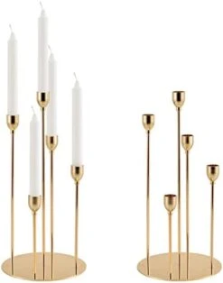 VINCIGANT Black Candle Holders For Taper Candles,Metal 5 Arms Candelabra Table Centerpieces, Christmas Halloween Fireplace Decoration Candlesticks -Department 56 Shop 41EIPCy1zfL. AC