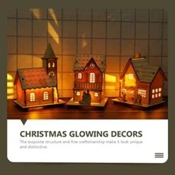 NUOBESTY 3pcs Christmas Wood Village LED Luminous House Xmas Style Ornaments Village Chistmas Scene Festival Wood Craft House Decors Luminous House Decors -Department 56 Shop 41ELP61yVDL