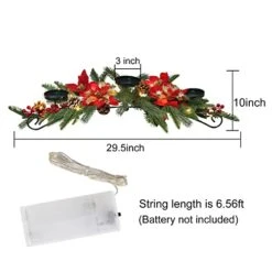 HO2NLE Christmas Poinsettia Centerpiece With 3 Candle Holders 29.5inch Christmas Table Decorations Candle Holder Centerpiece With Lights Xmas Tabletop Candleabrum For Home Fireplace Mantel Party -Department 56 Shop 41EYRrw4kKL