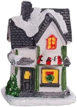 Ochine Christmas Village Light Up House Resin Christmas Scene Village Houses Town Winter Snow Village With LED Light Battery Operate Christmas Ornament Xmas Gift Holiday Tabletop Decorations -Department 56 Shop 41EqntQ2nEL. AC