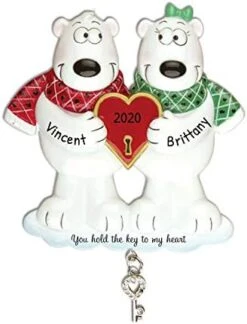 Personalized Christmas Ornaments For Couples - Couples Ornament 2022 - Bear Couple Ornaments For Christmas Tree Kissing Under The Mistletoe Ornaments For Couples - Free Customization -Department 56 Shop 41F1o0iUIjL. AC