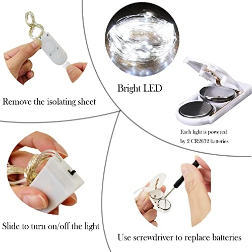 SmilingTown Fairy Lights Battery Operated 15 Pack 7.2ft 20 LED Starry Firefly Silver Wire String Lights For Wedding Christmas Halloween Party Jar Table Centerpiece Decoration (Cool White) 4 SmilingTown Fairy Lights Battery Operated 15 Pack 7.2ft 20 LED Starry Firefly Silver Wire String Lights For Wedding Christmas Halloween Party Jar Table Centerpiece Decoration (Cool White) - Image 4