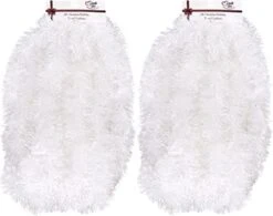 2 Packs White Super Duper Thick Tinsel Garland 50 Ft Total (Two Strands Each 25 Ft Long) (White, 50 Ft. (Two 25 Ft Tinsels) 2 Bags -Department 56 Shop 41Fng55Ar L. AC