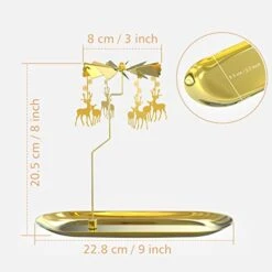Christmas Spinning Candle Holder,Gold Metal Spinning Flying Deer Tea Lights Candle Holder,Romantic Designed Candlestick Ornament For Wedding Party Christmas Festival Home Decor Gift(Golden) -Department 56 Shop 41G2Mrd8SdL