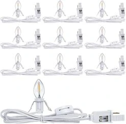 10Pcs Blow Mold Light Kit Replacement With LED Bulb Village Lights, 6FT Blow Mold Cord With Turn ON Off Switch And 2 Spare Fuses For Halloween Christmas Village House Craft Decorations And Salt Lamp -Department 56 Shop 41G56HHrrHL. AC