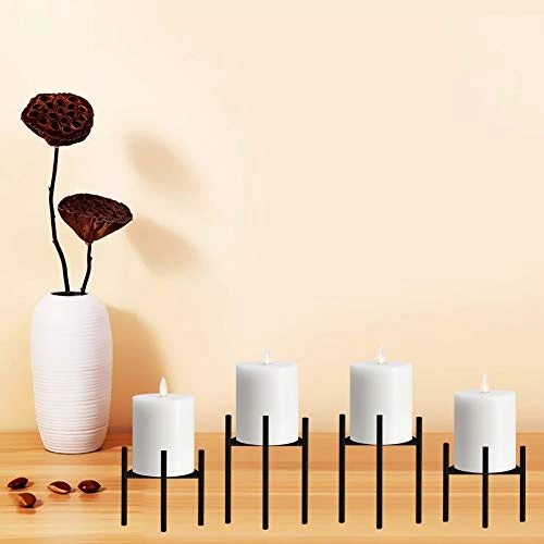 Jiyimi Christmas Black Candle Holders Set Of 4 For Table Centerpiece Geometric Straight Triangle Candlestick Holder Metal Iron Fireplace Candelabras Supports Ideal For Wax Pillar Candles 4 Jiyimi Christmas Black Candle Holders Set Of 4 For Table Centerpiece Geometric Straight Triangle Candlestick Holder Metal Iron Fireplace Candelabras Supports Ideal For Wax Pillar Candles - Image 4