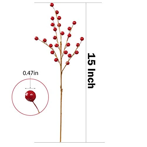 DR.DUDU 12 Pack Christmas Artificial Berry Twigs For Christmas Tree Decoration, 16.5" Christmas Red Berry Stems For Crafts Wreath Garland Christmas Ornaments Decor 2 DR.DUDU 12 Pack Christmas Artificial Berry Twigs For Christmas Tree Decoration, 16.5" Christmas Red Berry Stems For Crafts Wreath Garland Christmas Ornaments Decor - Image 2