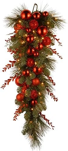 National Tree Company Pre-Lit Artificial Christmas Wreath, Green, Evergreen, White Lights, Decorated With Ball Ornaments, Red Sprigs, Christmas Collection, 24 Inches 6 National Tree Company Pre-Lit Artificial Christmas Wreath, Green, Evergreen, White Lights, Decorated With Ball Ornaments, Red Sprigs, Christmas Collection, 24 Inches - Image 6