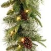 National Tree Company Pre-Lit 'Feel Real' Artificial Christmas Garland, Green, Colonial Fir, White Lights, Decorated With Pine Cones, Plug In, Christmas Collection, 9 Feet