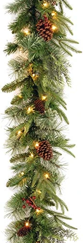 National Tree Company Pre-Lit 'Feel Real' Artificial Christmas Garland, Green, Colonial Fir, White Lights, Decorated With Pine Cones, Plug In, Christmas Collection, 9 Feet 1 National Tree Company Pre-Lit 'Feel Real' Artificial Christmas Garland, Green, Colonial Fir, White Lights, Decorated With Pine Cones, Plug In, Christmas Collection, 9 Feet