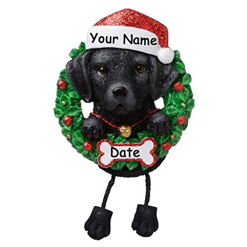 Personalized Black Labrador Retriever Dog Christmas Ornament - Black Lab Pet Santa Hat And Christmas Wreath Hanging Paws Christmas Tree Decoration Gift Dog Lover - Custom Name And Date 2 Personalized Black Labrador Retriever Dog Christmas Ornament - Black Lab Pet Santa Hat And Christmas Wreath Hanging Paws Christmas Tree Decoration Gift Dog Lover - Custom Name And Date - Image 2