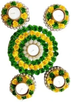 GENERIC India Gift HUB Handmade Tea Ligth Rangoli Set | Multi Design Festive Diyas| Tea Light Holders Housewarming Favors Outliner Decoration | Floral Mats Tea Party Floor Diwali Christmas Decor -Department 56 Shop 41ICVmyDJmL. AC