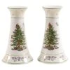 Spode Christmas Tree Gold Gold/green Candlesticks Medium Se