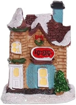 Ochine Christmas Village Light Up House Resin Christmas Scene Village Houses Town Winter Snow Village With LED Light Battery Operate Christmas Ornament Xmas Gift Holiday Tabletop Decorations -Department 56 Shop 41JGsKsF4lL. AC