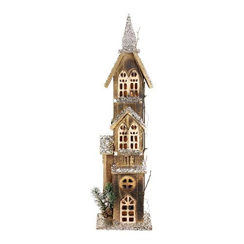 Northlight 24.5" LED Lighted 3-Tier Brown Wooden Church Christmas Decoration 1 Northlight 24.5" LED Lighted 3-Tier Brown Wooden Church Christmas Decoration