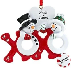Let's Make Memories Personalized Couples First Christmas Round Ornament - Snowmen - Holiday Decor -Department 56 Shop 41JeQdBD8bL. AC