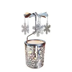 Kingnero Christmas Snowflake Carousel Candle Rotating Rotary Candle Holder Spinning Tealight Candleholder For Relatives And Friends Gifts