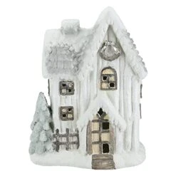 Northlight 17.5" LED Lighted White Glittered Cabin Christmas Decoration