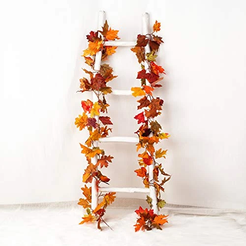 Lvydec 2 Pack Fall Maple Garland - 5.9ft/Piece Artificial Fall Foliage Garland Colorful Autumn Decor For Home Wedding Party (Mixed Color) 2 Lvydec 2 Pack Fall Maple Garland - 5.9ft/Piece Artificial Fall Foliage Garland Colorful Autumn Decor For Home Wedding Party (Mixed Color) - Image 2