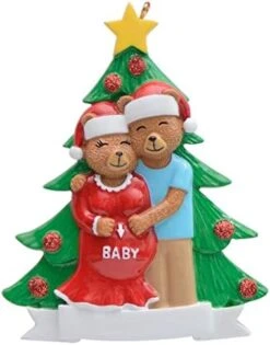 MAXORA Pregnant Bear Couple Family Of 2 Christmas Ornament Personalized 2022 We're Expecting New Baby Coming Custom Gift For Newparents, New Mom, Handmade Chrismtas Tree Decor -Department 56 Shop 41L6DMOIStL. AC